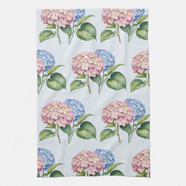 Linge De Cuisine Elegant Trendy Watercolor Hydrangea Floral  (Vertical)
