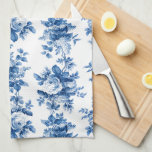 Linge De Cuisine Elegant Vintage China Blue Roses<br><div class="desc">Elégantes et chic rangées de vintages romantiques peints en porcelaine bleu chine et feuillage sur arrière - plan blanc propre.</div>
