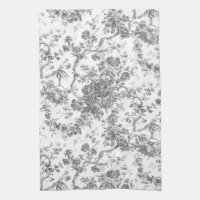 Élégant Vintage Français gravé Floral Gris-Toile