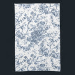 Linge De Cuisine Élégant Vintage Français gravé Floral Toile-Blue<br><div class="desc">Elégant et orné vintage bleu et blanc toile de jouy motif avec fleurs exotiques,  vignes et feuillage entrelacés de guirlandes et paniers de roses. Ce motif a été adapté d'un fragment textile français historique vers 1910 dans la collection Smithsonian. Motif est haute résolution mais ne peut pas être carrelé.</div>