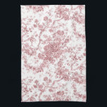 Linge De Cuisine Élégant Vintage Français gravé Floral Toile-rose<br><div class="desc">Elégant et orné rose et blanc vintage toile de jouy motif avec fleurs exotiques,  vignes et feuillage entrelacés de guirlandes et paniers de roses. Ce motif a été adapté d'un fragment textile français historique vers 1910 dans la collection Smithsonian. Motif est haute résolution mais ne peut pas être carrelé.</div>