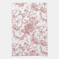 Élégant Vintage Français gravé Floral Toile-rose