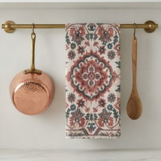 Linge De Cuisine Elegant Vintage Persian Floral Warm Terra-Cotta