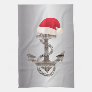 Linge De Cuisine élégante ANCRE nautique rustique + SANTA HAT   K