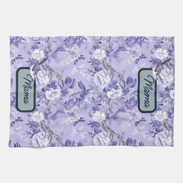 Linge De Cuisine Élégante Chinoiserie Floral Lilac (Horizontal)