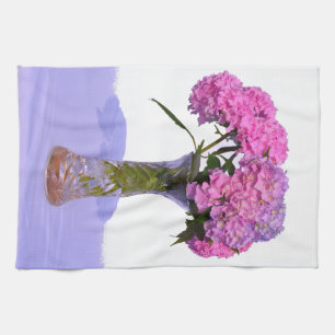 Linge De Cuisine Elégante florales violettes roses hydrangées