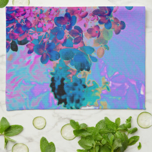 Linge De Cuisine Élégante Hydrangea Limelight Bleu foncé et Magenta