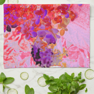 Linge De Cuisine Élégante Hydrangea Limelight Violette et Orange