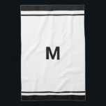 Linge De Cuisine Élégante lettre Monogramme de script de bordure no<br><div class="desc">Nom Cuisine Serviette Moderne Design élégant Monogramme Nom du script Serviette de cuisine</div>