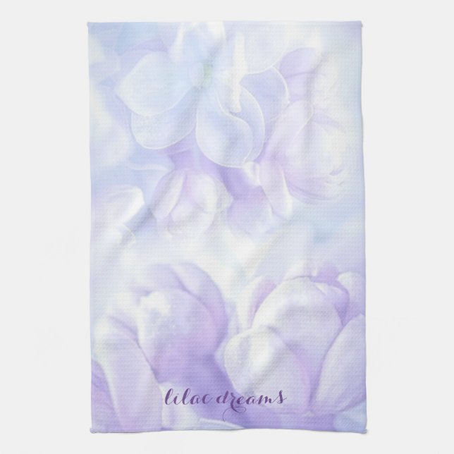 Linge De Cuisine Elégante Lilac Fleurs violettes Lumière Design (Vertical)