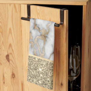 Linge De Cuisine Elégante Parties scintillant or élégant Marbre bla