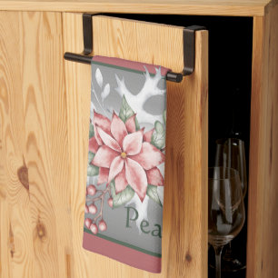 Linge De Cuisine Élégante poinsettia aquarelle Noël personnalisé Ki