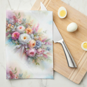 Linge De Cuisine Élégantes fleurs aquarelles à l'aquarelle Couleurs