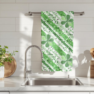 Linge De Cuisine Élégantes rayures vertes et blanches Shamrock Pail