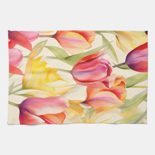 Linge De Cuisine Élégantes tulipes aquarelles