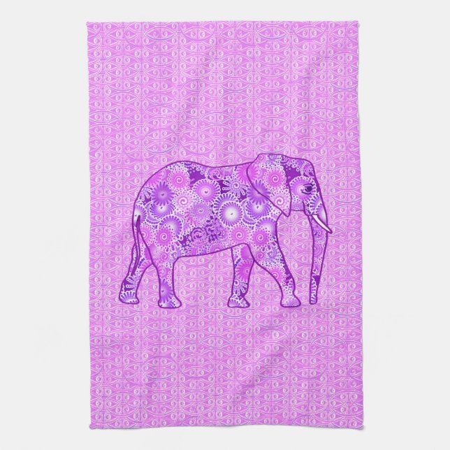 Linge De Cuisine Éléphale tourbillon fractal - violet et orchidée (Vertical)