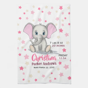 Linge De Cuisine Eléphant bébé mignon avec oreilles roses statis