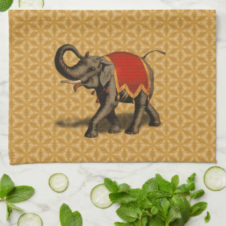 Linge De Cuisine Eléphant indien avec tissu rouge