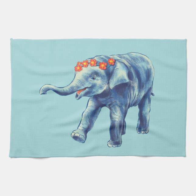 Linge De Cuisine Eléphant mignon Animal Savana Africain (Horizontal)