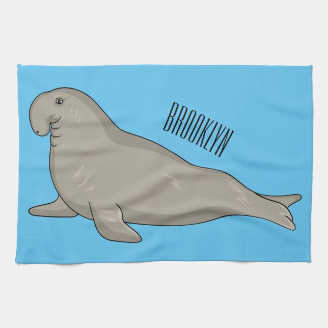 Linge De Cuisine Elephant seal cartoon illustration (Horizontal)