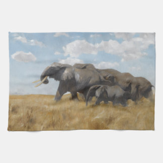 Linge De Cuisine Éléphants en migration (par Wilhelm Kuhnert)