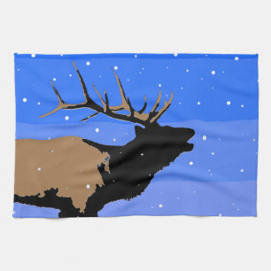 Linge De Cuisine Elk bouillonnant en hiver - Art original de la fau