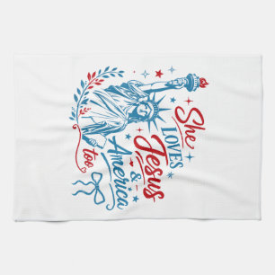 Linge De Cuisine Elle aime Jésus et l'Amérique aussi le 4 juillet C
