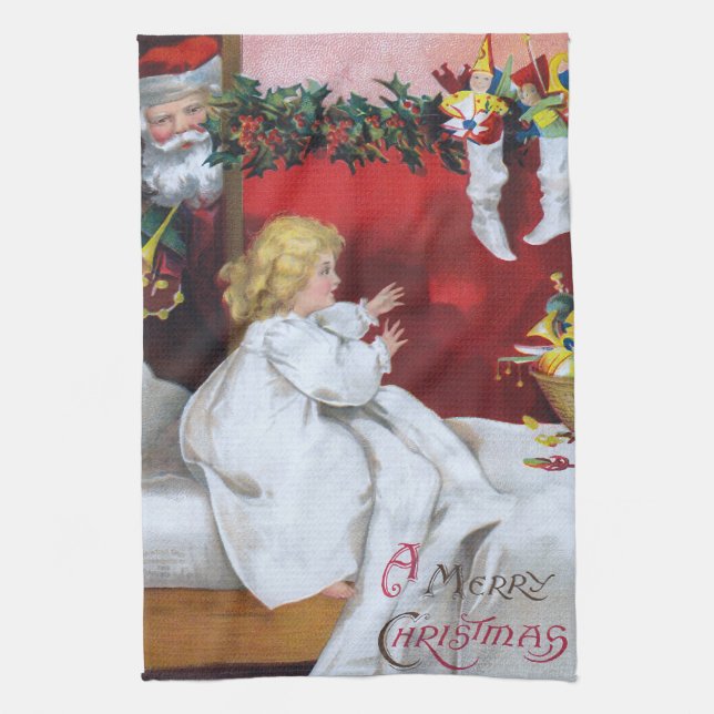 Linge De Cuisine Ellen H. Clapsaddle : Père Noël de observation (Vertical)