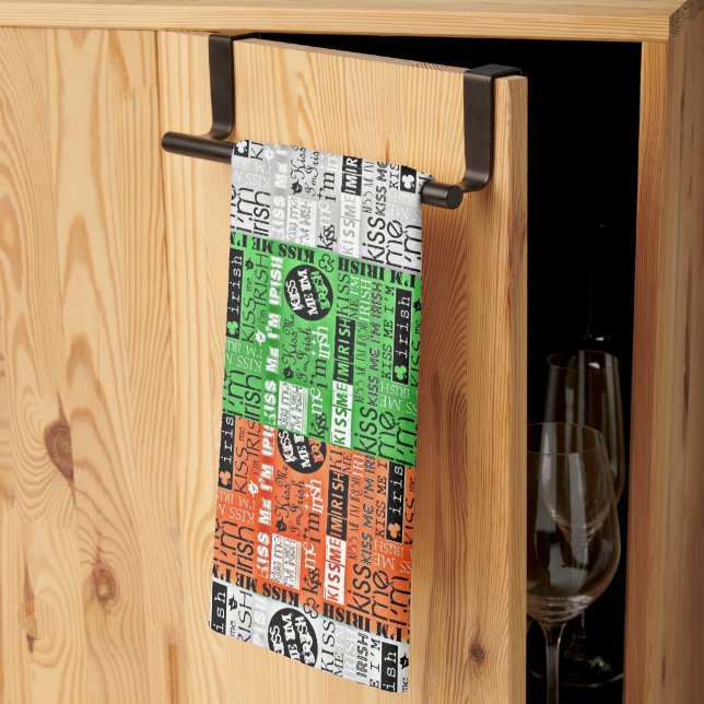 Linge De Cuisine Embrasse-moi drapeau irlandais (Pliage en tiers)