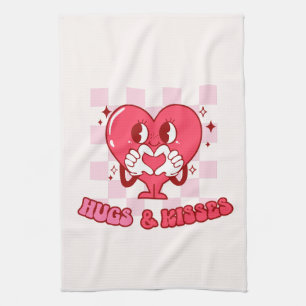 Linge De Cuisine Embrous et baisers Aimer le coeur rose mignon