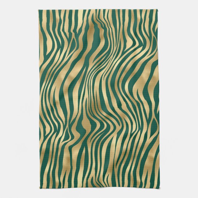 Linge De Cuisine Emerald et Gold Safari Series Design 4 (Vertical)
