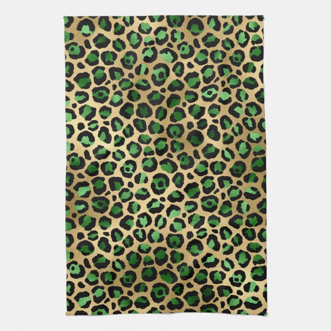 Linge De Cuisine Emerald et Gold Safari Series Design 8 (Vertical)