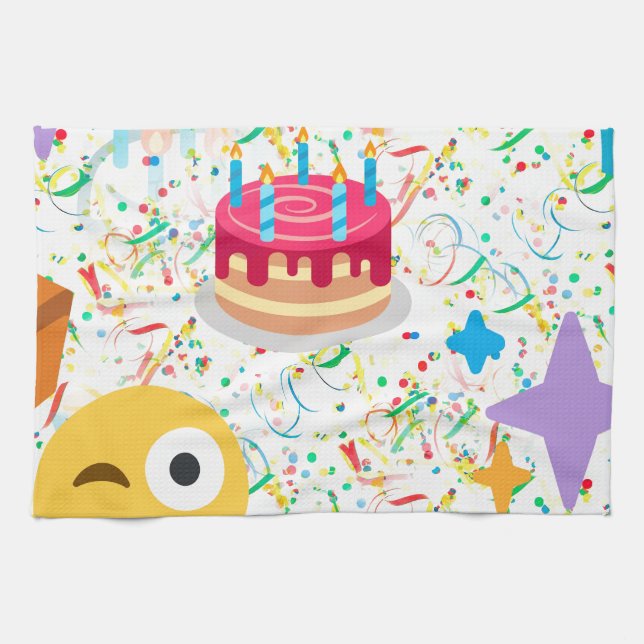 Linge De Cuisine emoji anniversaire heureux (Horizontal)