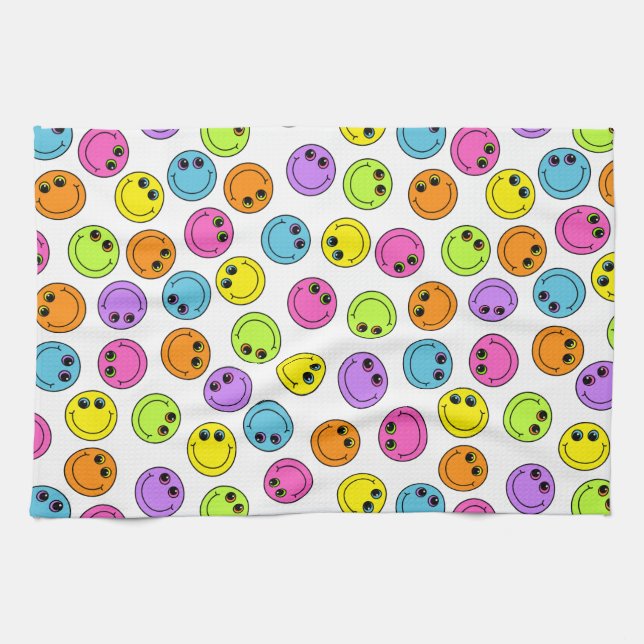 Linge De Cuisine Emoji de sourire coloré fait face (Horizontal)