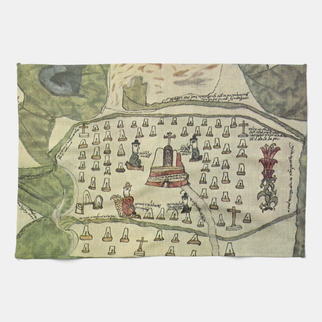 Linge De Cuisine Empire aztèque de Montezuma, carte antique du mond (Horizontal)