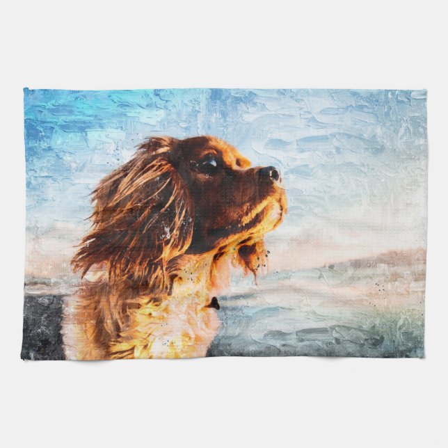 Linge De Cuisine Empreinte de Chien Peint (Horizontal)