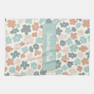 Linge De Cuisine Empreinte de fleurs pastel retro Boho