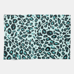 Linge De Cuisine Empreinte de léopard bleu