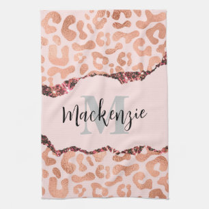 Linge De Cuisine Empreinte de léopard rose Gold Parties scintillant