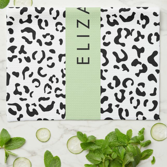Linge De Cuisine Empreinte de léopard, Spots, Noir Et Blanc, Votre  (Plié)