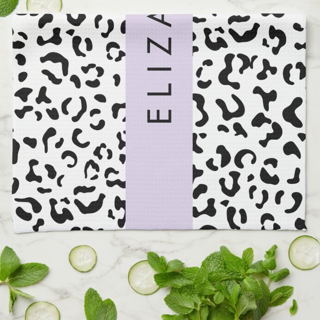 Linge De Cuisine Empreinte de léopard, Spots, Noir Et Blanc, Votre  (Plié)