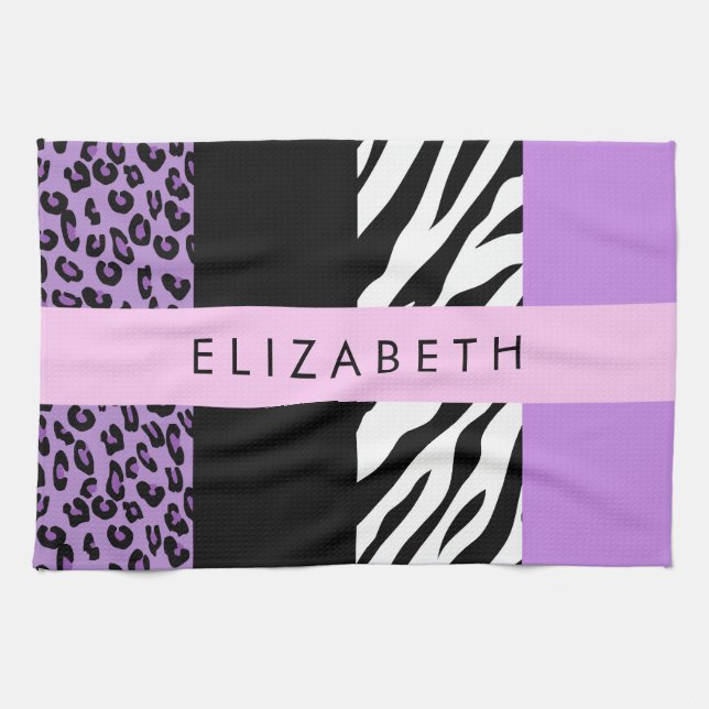 Linge De Cuisine Empreinte de léopard, Zebra Print, Purple, Votre n (Horizontal)