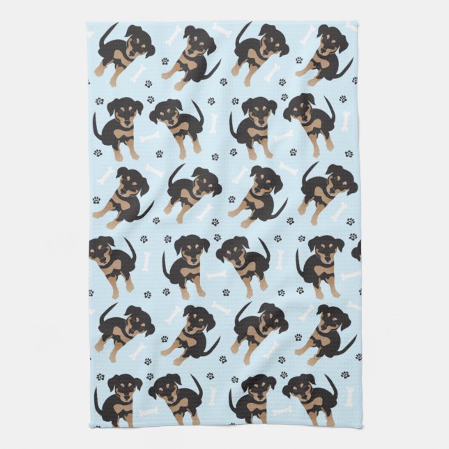 Linge De Cuisine Empreinte de patte chien mignon Motif os chien ble (Vertical)