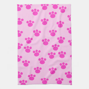 Linge De Cuisine Empreintes de pattes animaux. Rose rose-clair et
