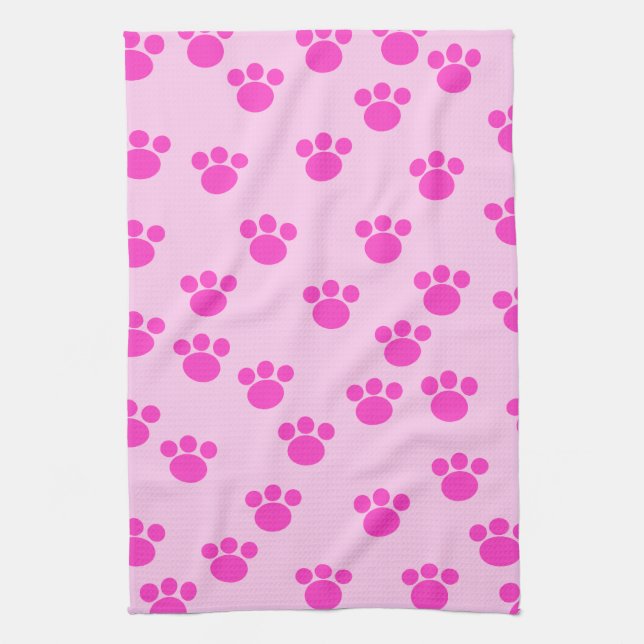 Linge De Cuisine Empreintes de pattes animaux. Rose rose-clair et (Vertical)