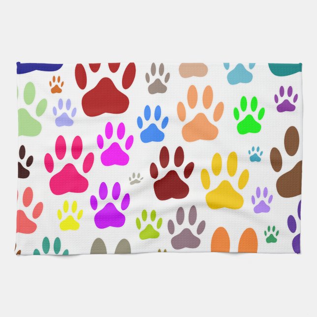 Linge De Cuisine Empreintes de pattes de chiens partout (Horizontal)
