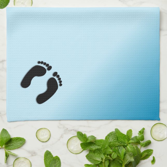 Linge De Cuisine Empreintes nues bleu (Plié)