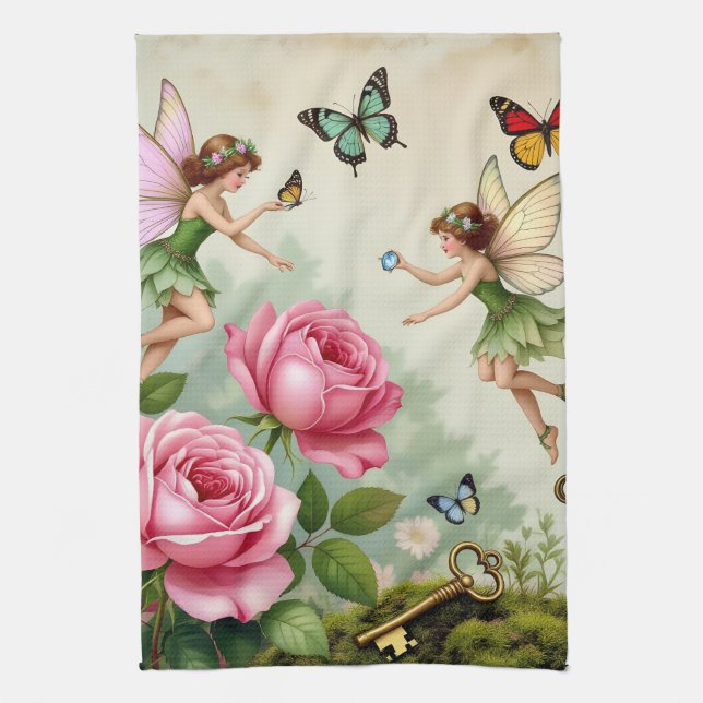 Linge De Cuisine Enchanted Flroral Fairies Garden (Vertical)