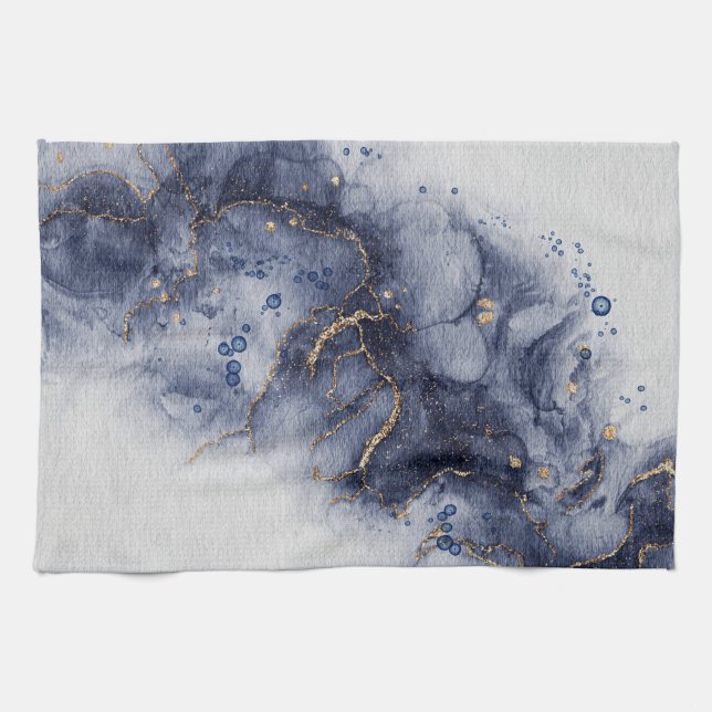 Linge De Cuisine encre d'alcool bleu foncé (Horizontal)