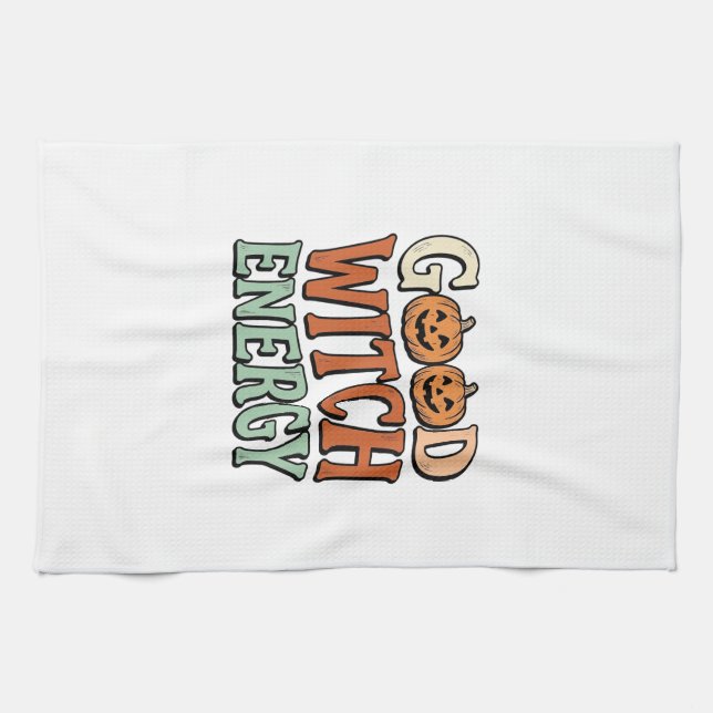 Linge De Cuisine Énergie de bonne sorcière Design vectoriel Hallowe (Horizontal)